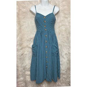 Urban Outfitters Maxi Button Up Linen Blend Dress